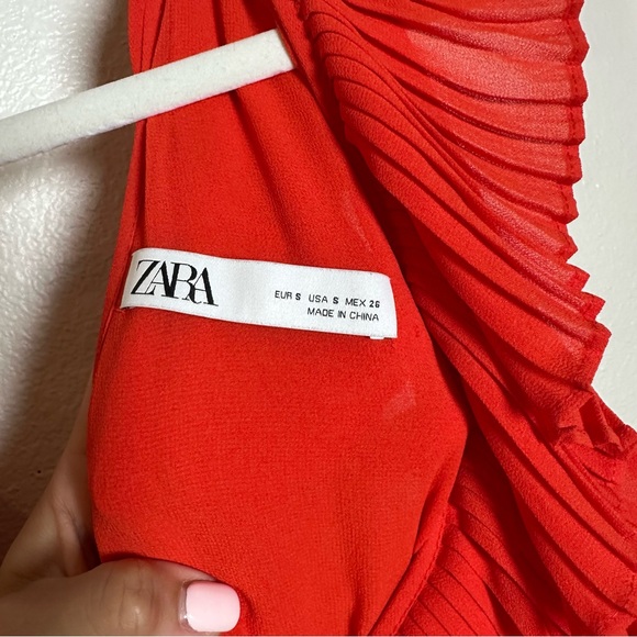 Zara Red Ruched Ruffled Maxi Sundress - Picture 2 of 6